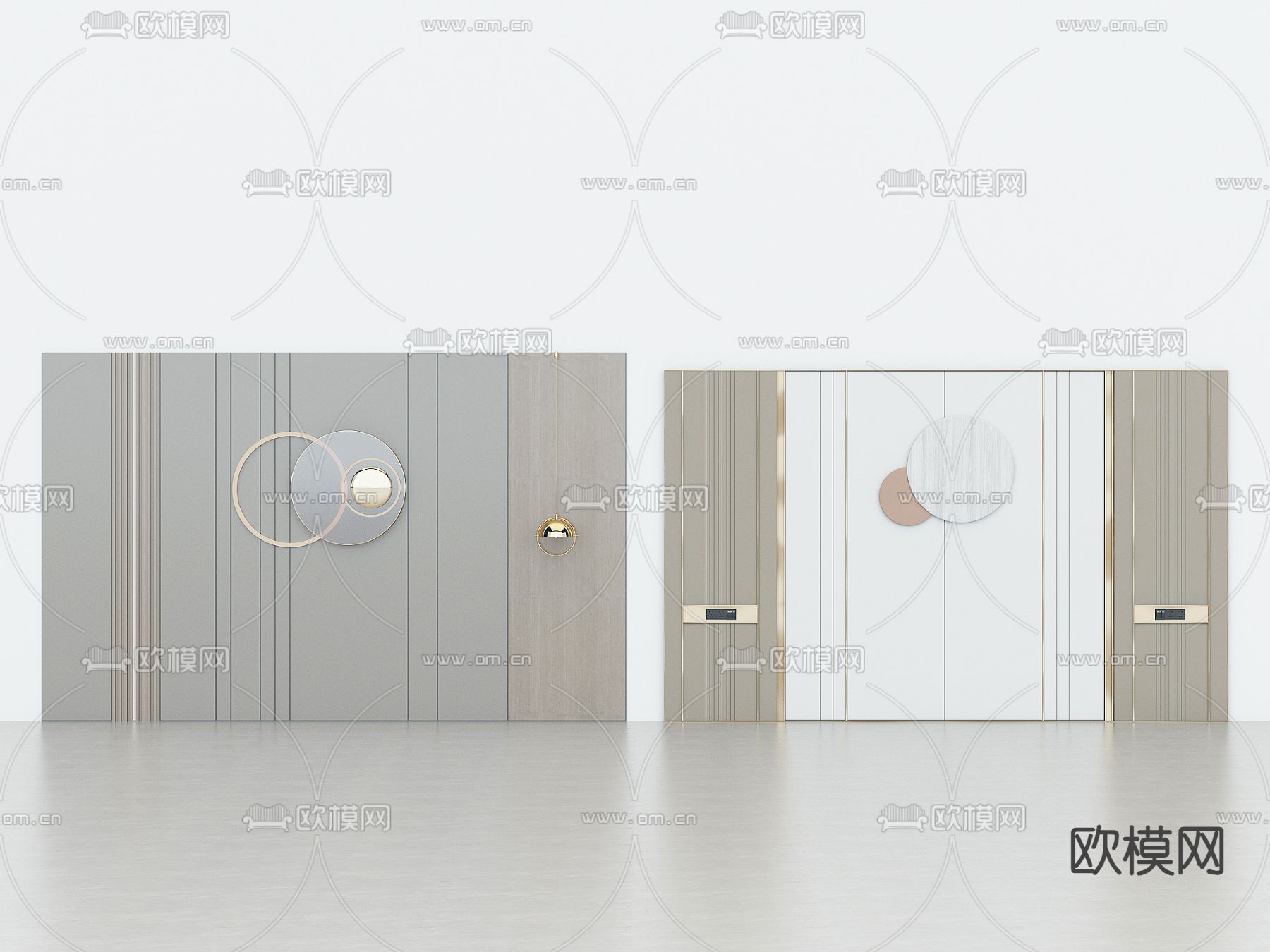 沙发背景墙su模型下载（渲染图1）