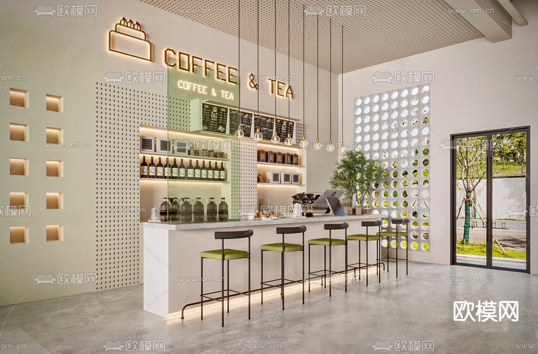 咖啡厅su模型下载（渲染图1）