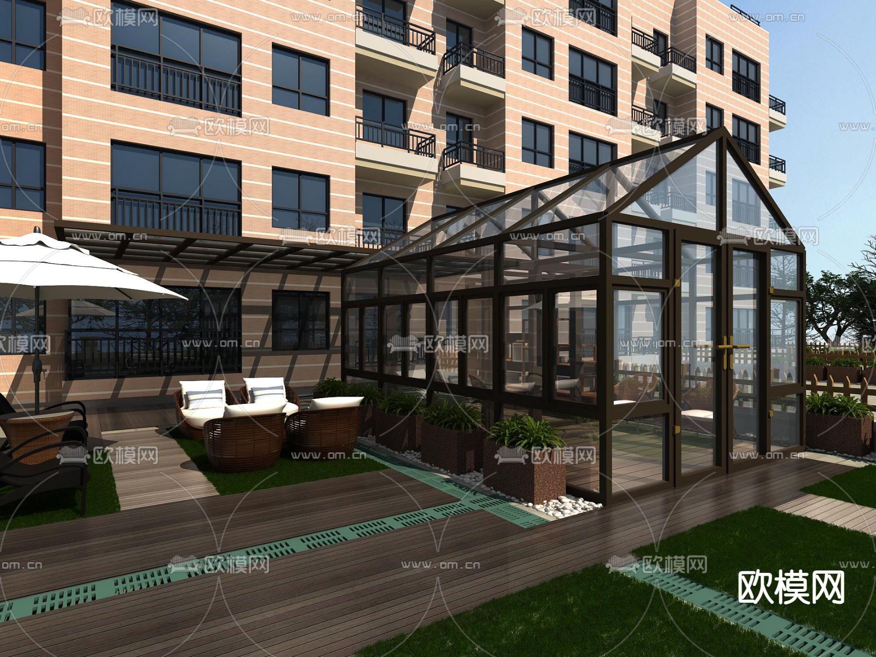 露台阳光房免费3d模型下载