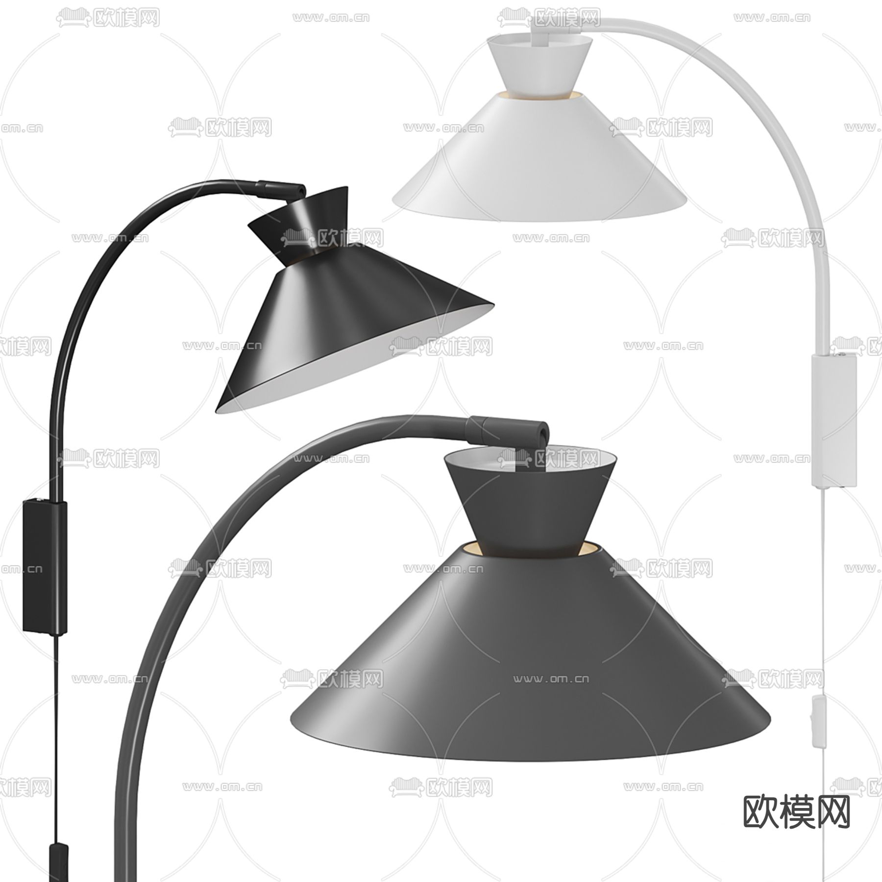 工业风壁灯3d模型下载（渲染图2）