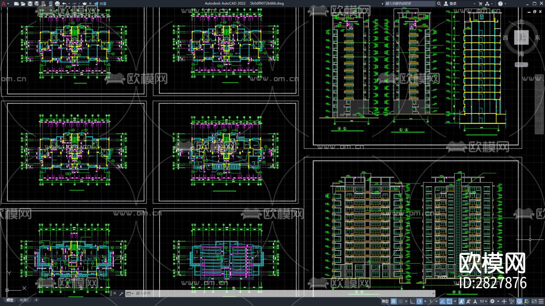 十三层楼房建筑cad施工图下载（渲染图1）