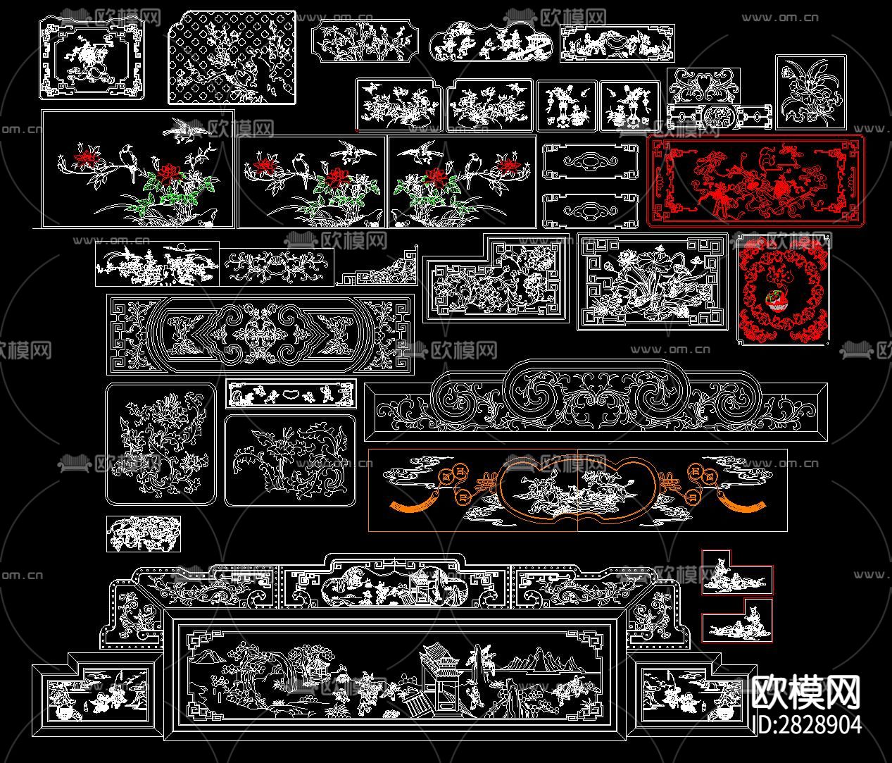 中式雕花CAD图库下载（渲染图10）