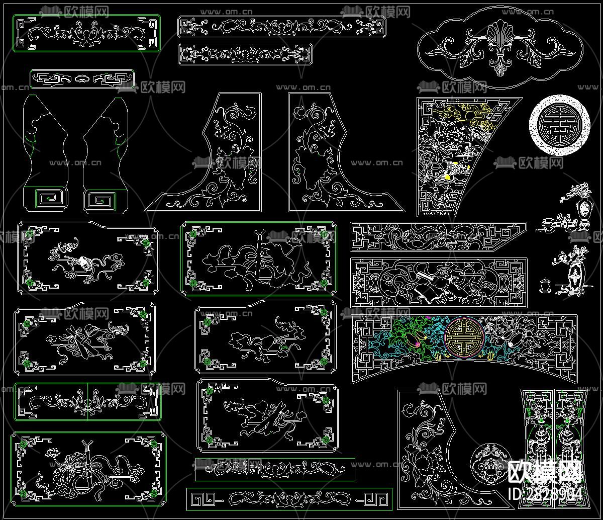 中式雕花CAD图库下载（渲染图3）