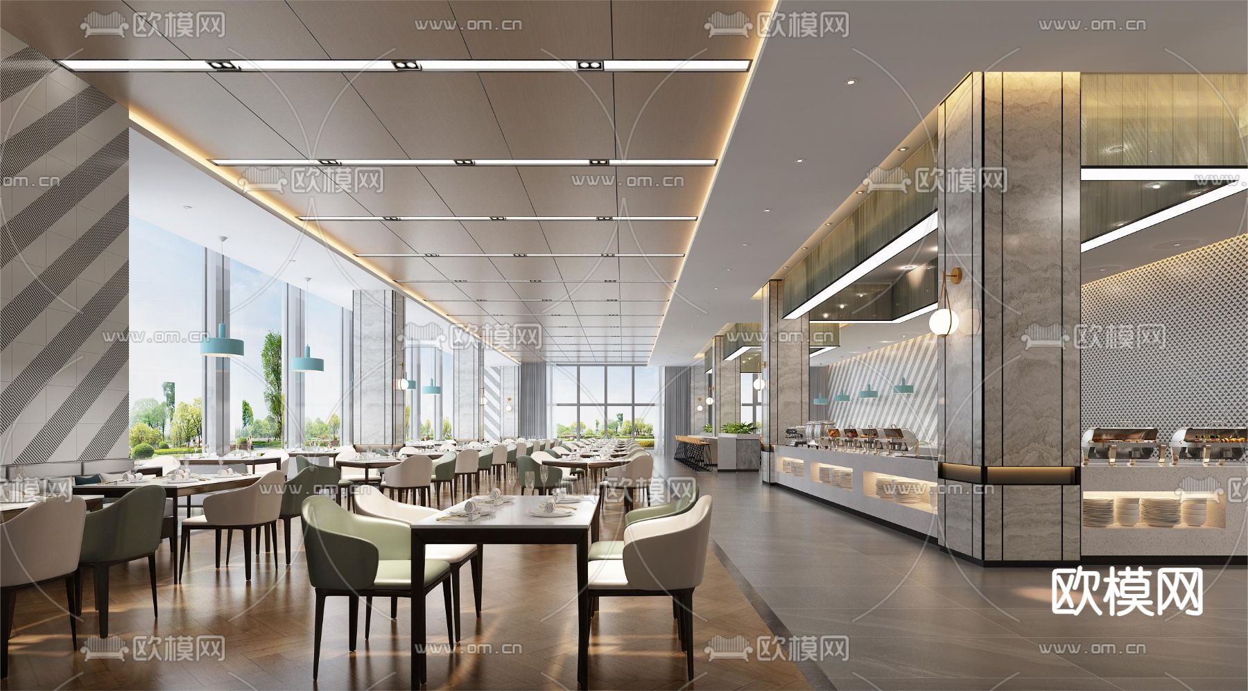 自助餐厅 全日制餐厅3d模型下载（渲染图2）