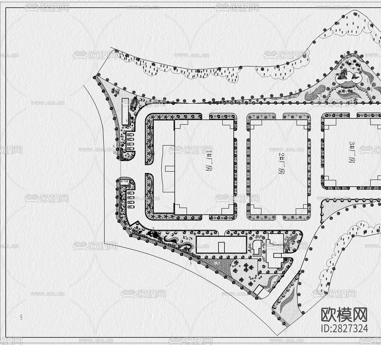 厂区景观cad施工图下载（渲染图4）