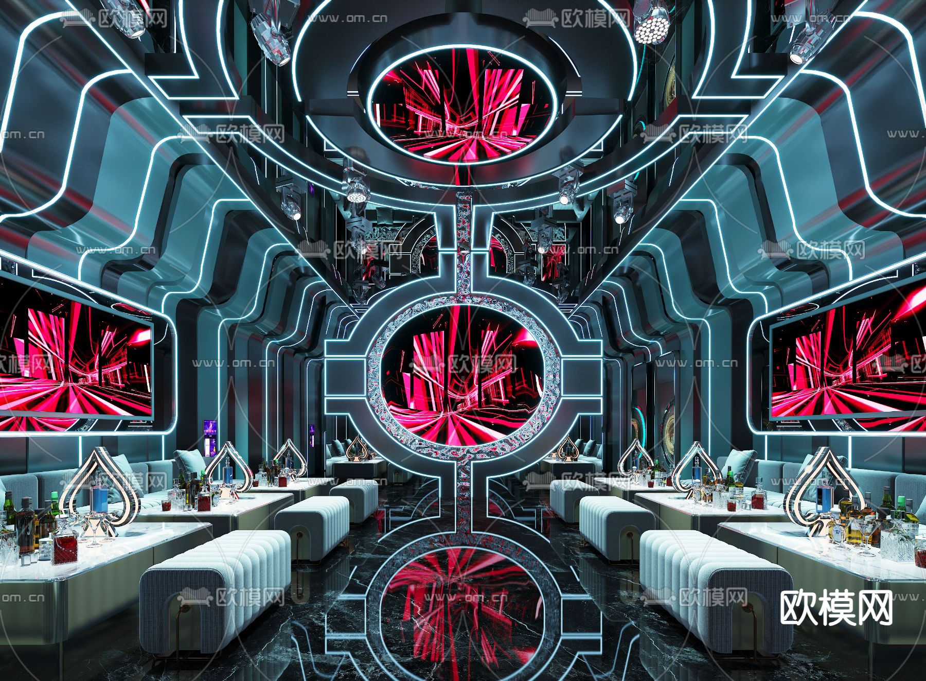 KTV包厢 夜总会 酒吧3d模型下载（渲染图2）