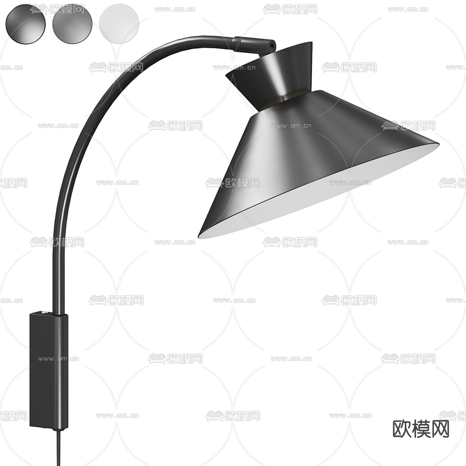 工业风壁灯3d模型下载（渲染图1）