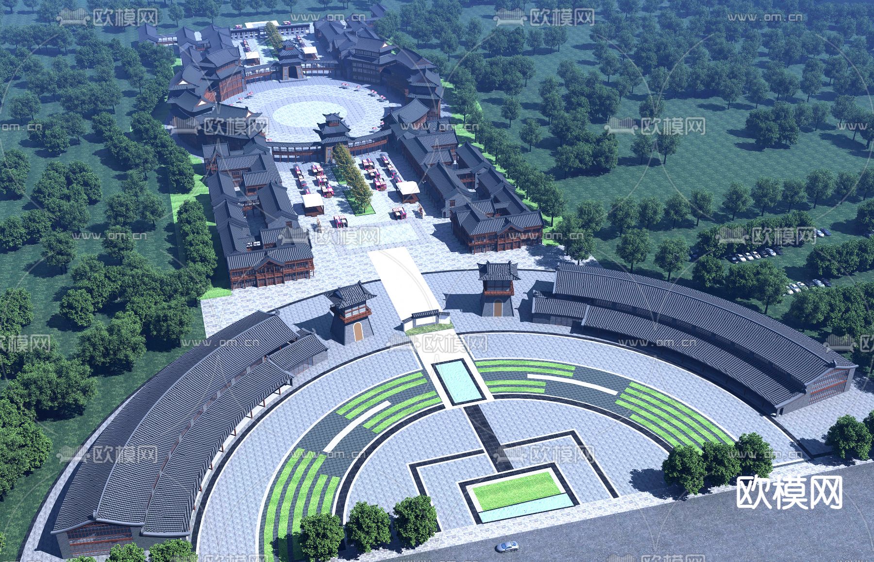 中式古建 鼓楼 塔楼3d模型下载