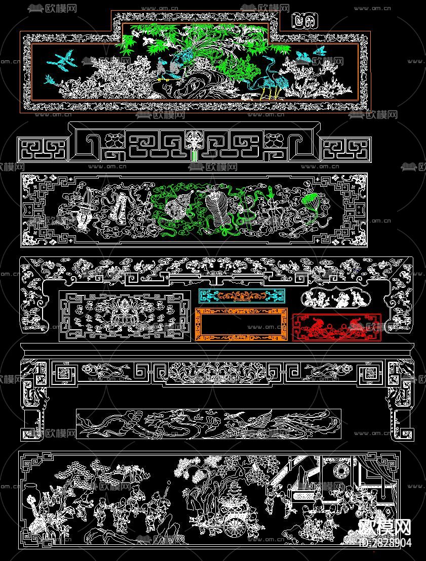 中式雕花CAD图库下载（渲染图5）