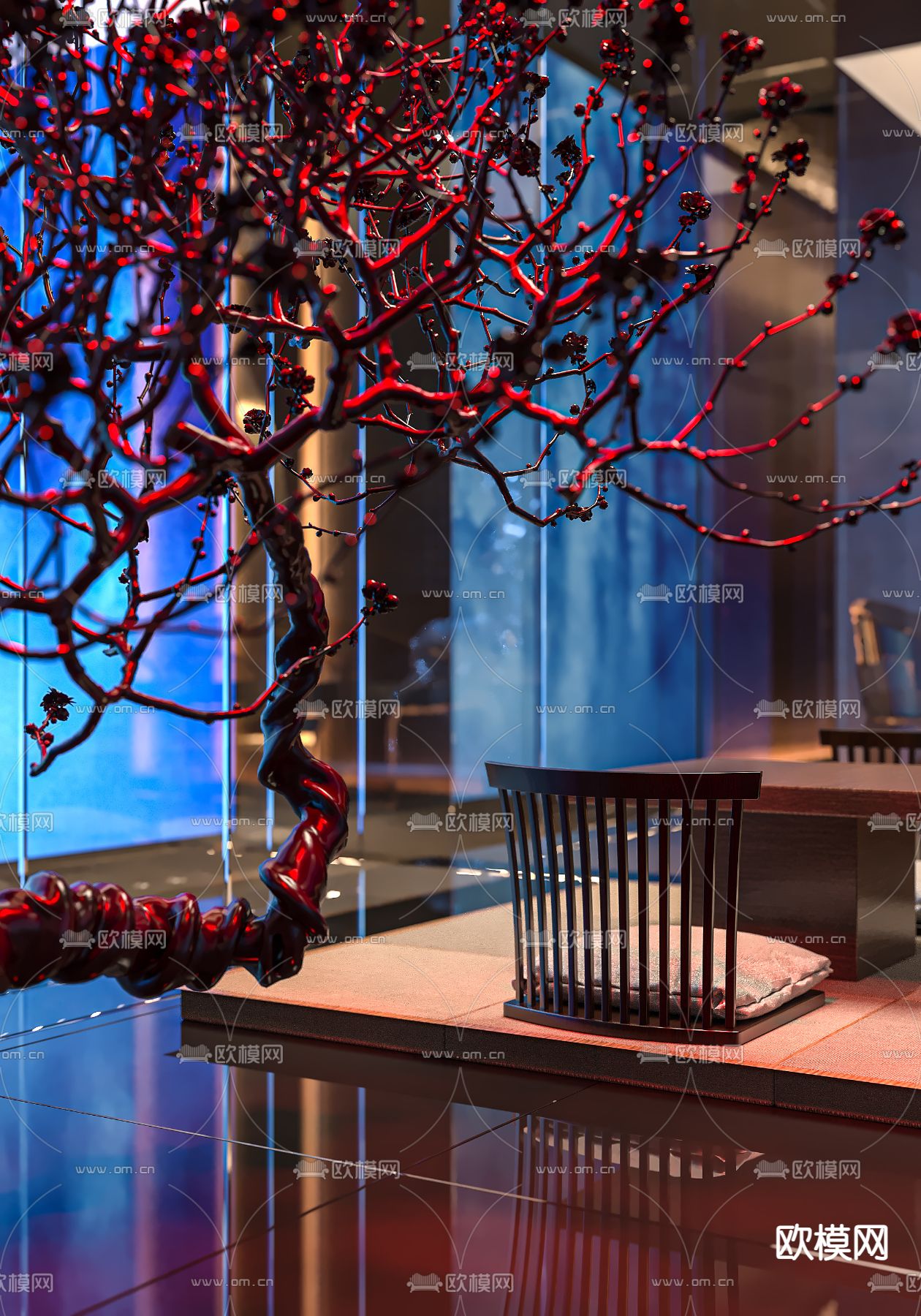 酒店会所中庭3d模型下载（渲染图3）