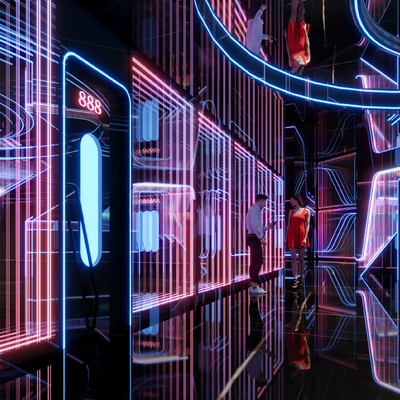  现代KTV过道su模型 