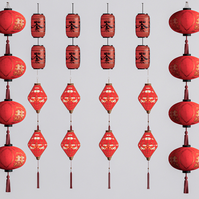  新中式灯笼  装饰灯su模型 