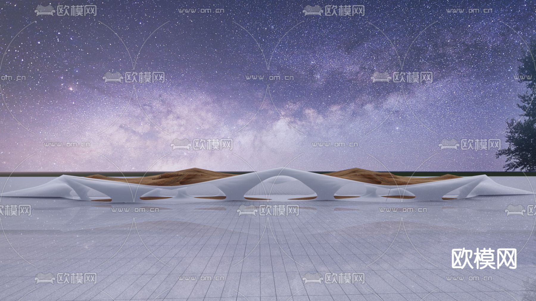 异形廊架su模型下载（渲染图1）