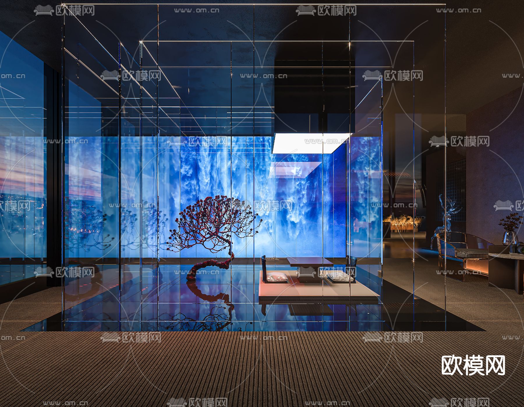 酒店会所中庭3d模型下载（渲染图1）