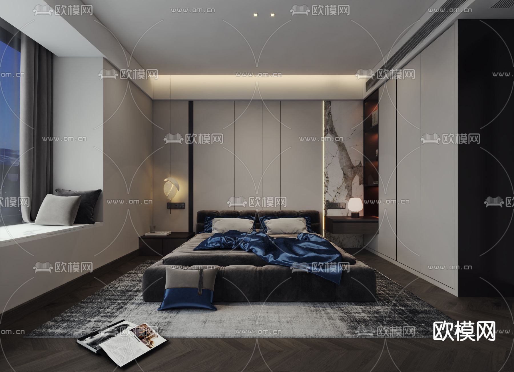 暗黑风卧室 主人房免费3d模型下载