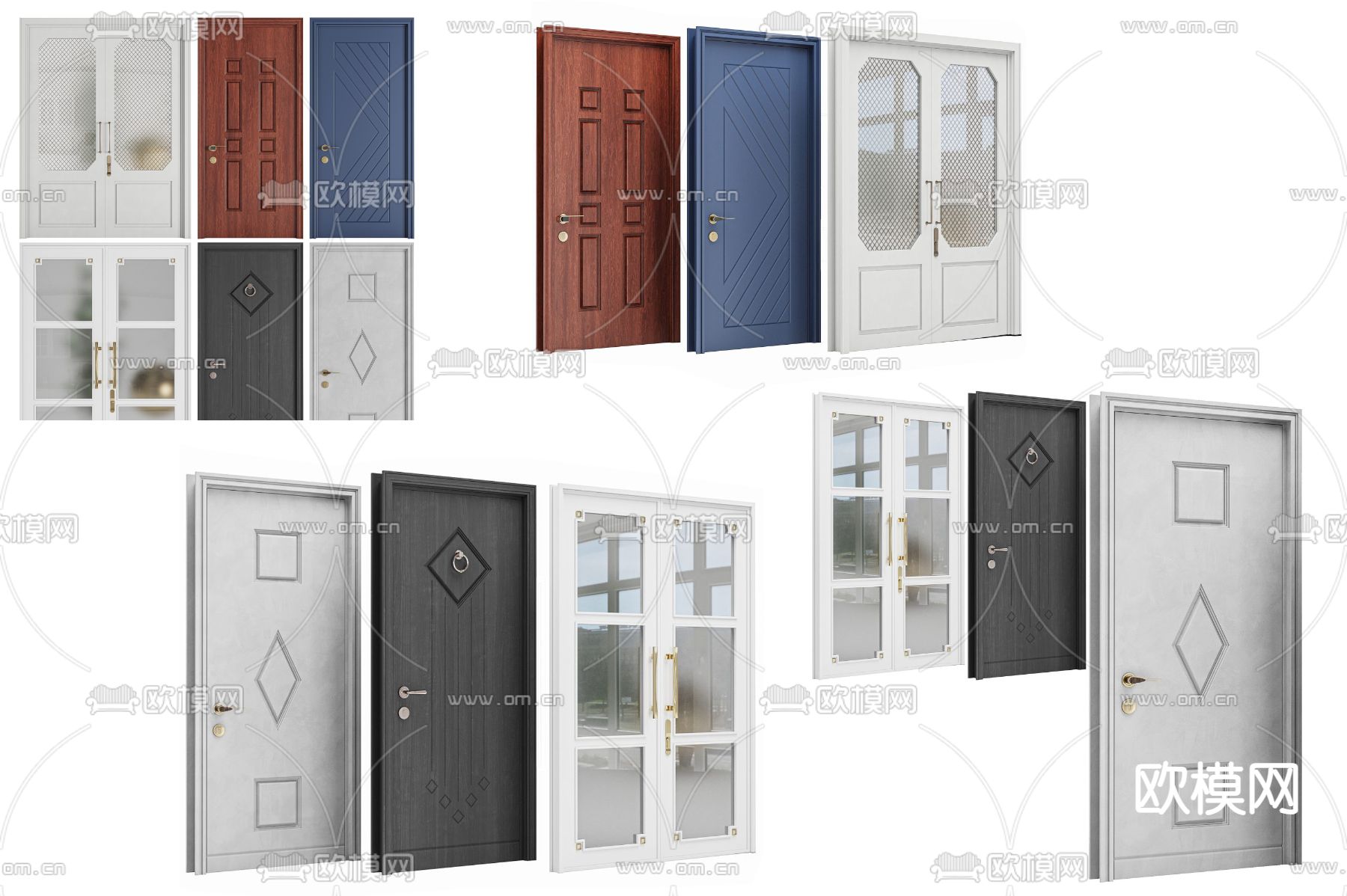 双开门 厨卫门 房门3d模型下载