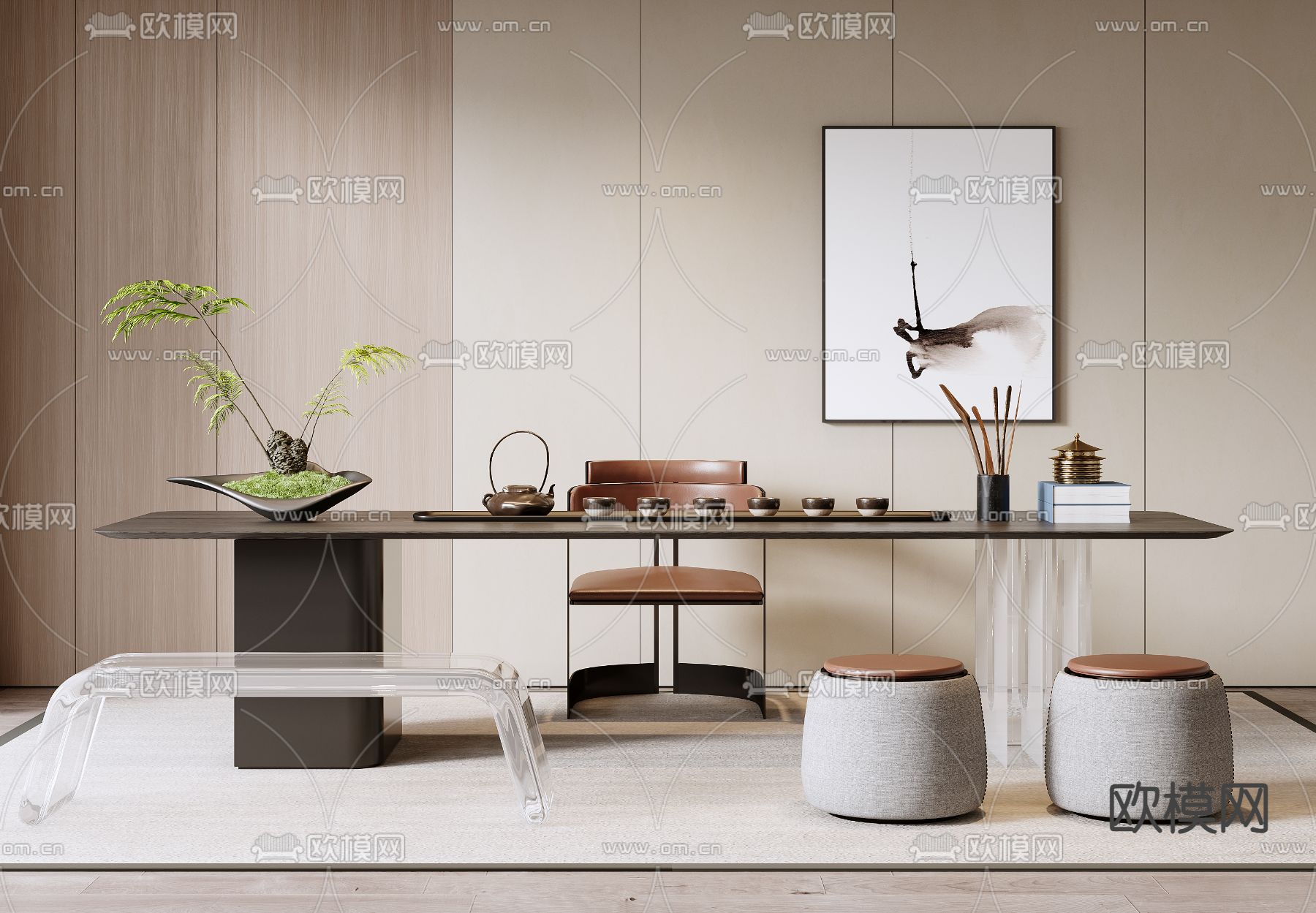 现代茶桌 茶台3d模型下载