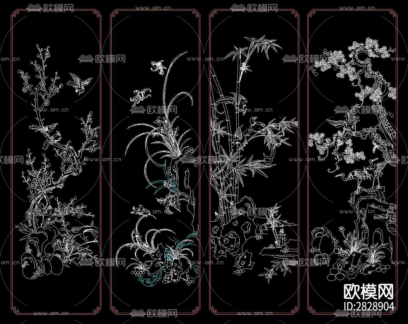 中式雕花CAD图库下载（渲染图4）