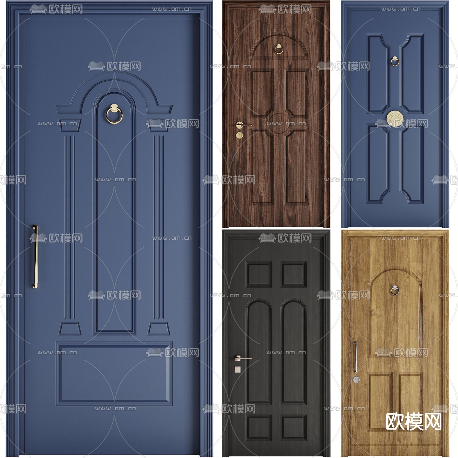 美式单开门 平开门 房门3d模型下载