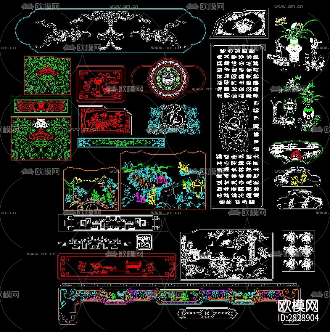 中式雕花CAD图库下载（渲染图9）