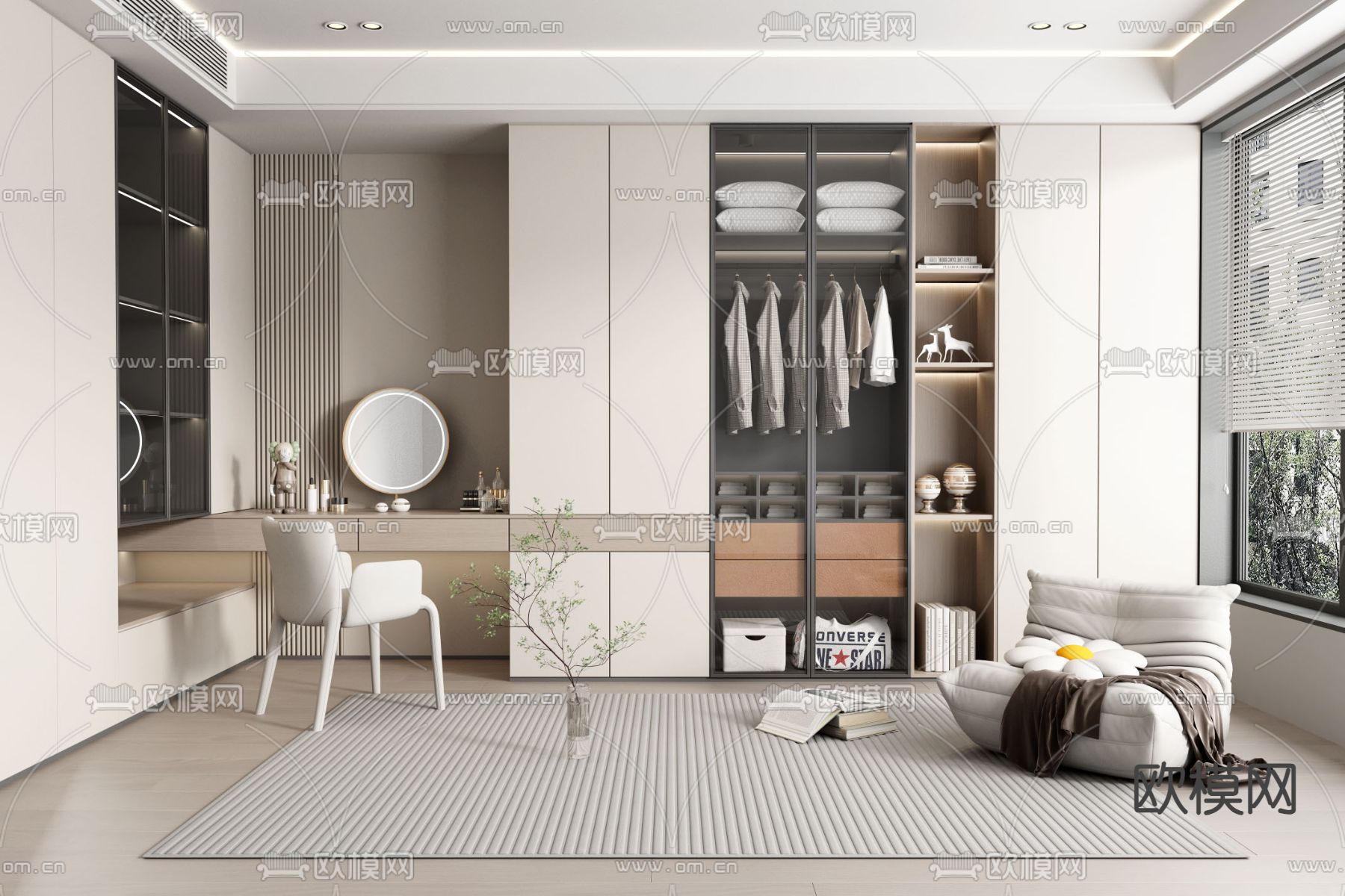 现代衣帽间3d模型下载