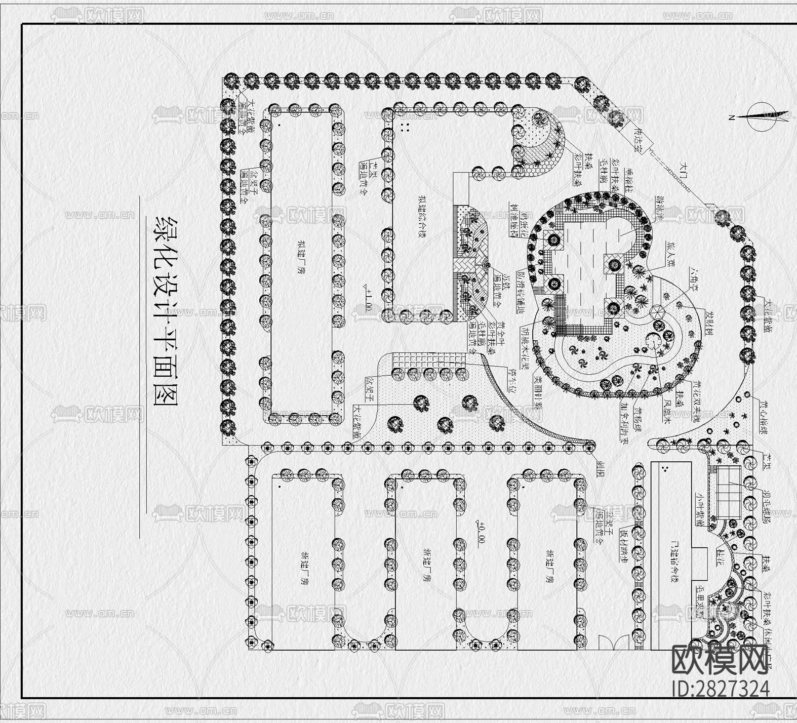 厂区景观cad施工图下载（渲染图6）