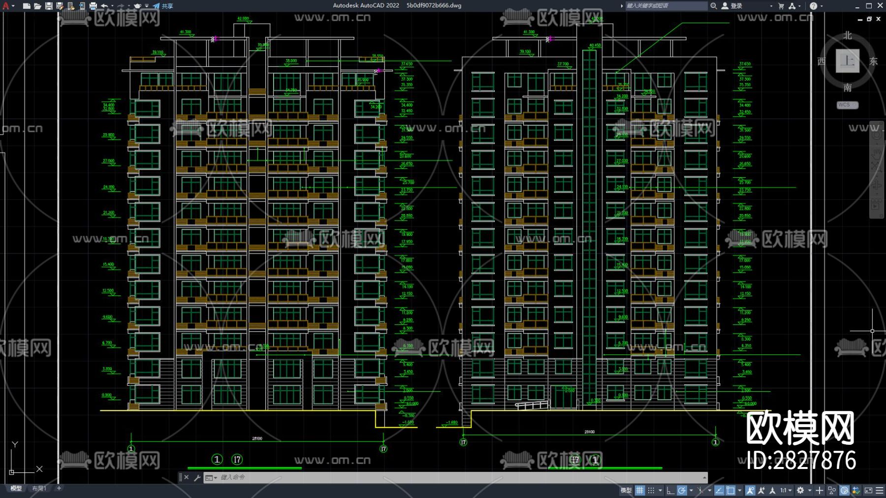 十三层楼房建筑cad施工图下载（渲染图2）