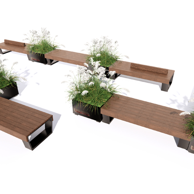  景观座椅 户外座椅 公园椅su模型 