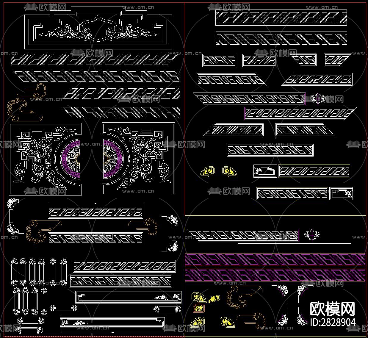 中式雕花CAD图库下载（渲染图1）