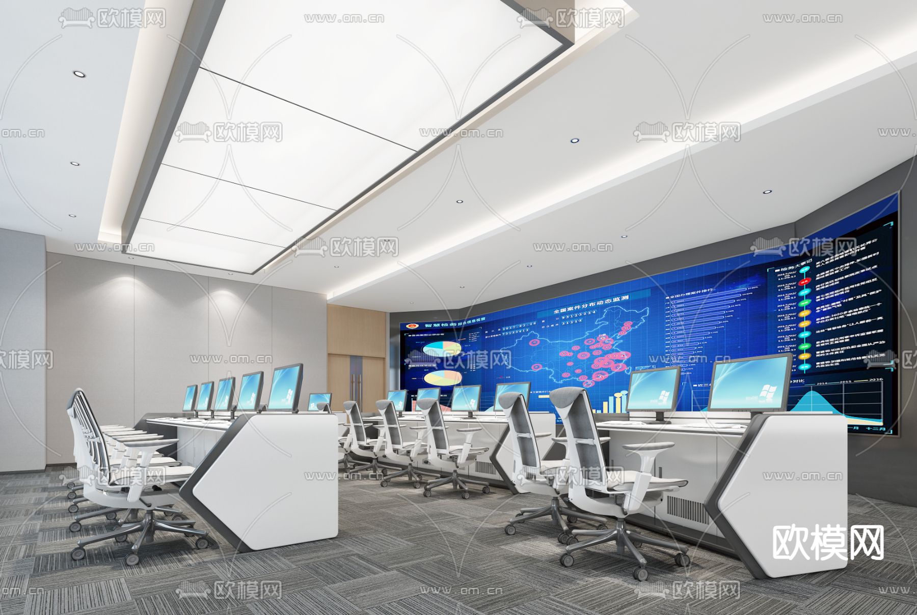 指挥中心 控制中心 监控室3d模型下载
