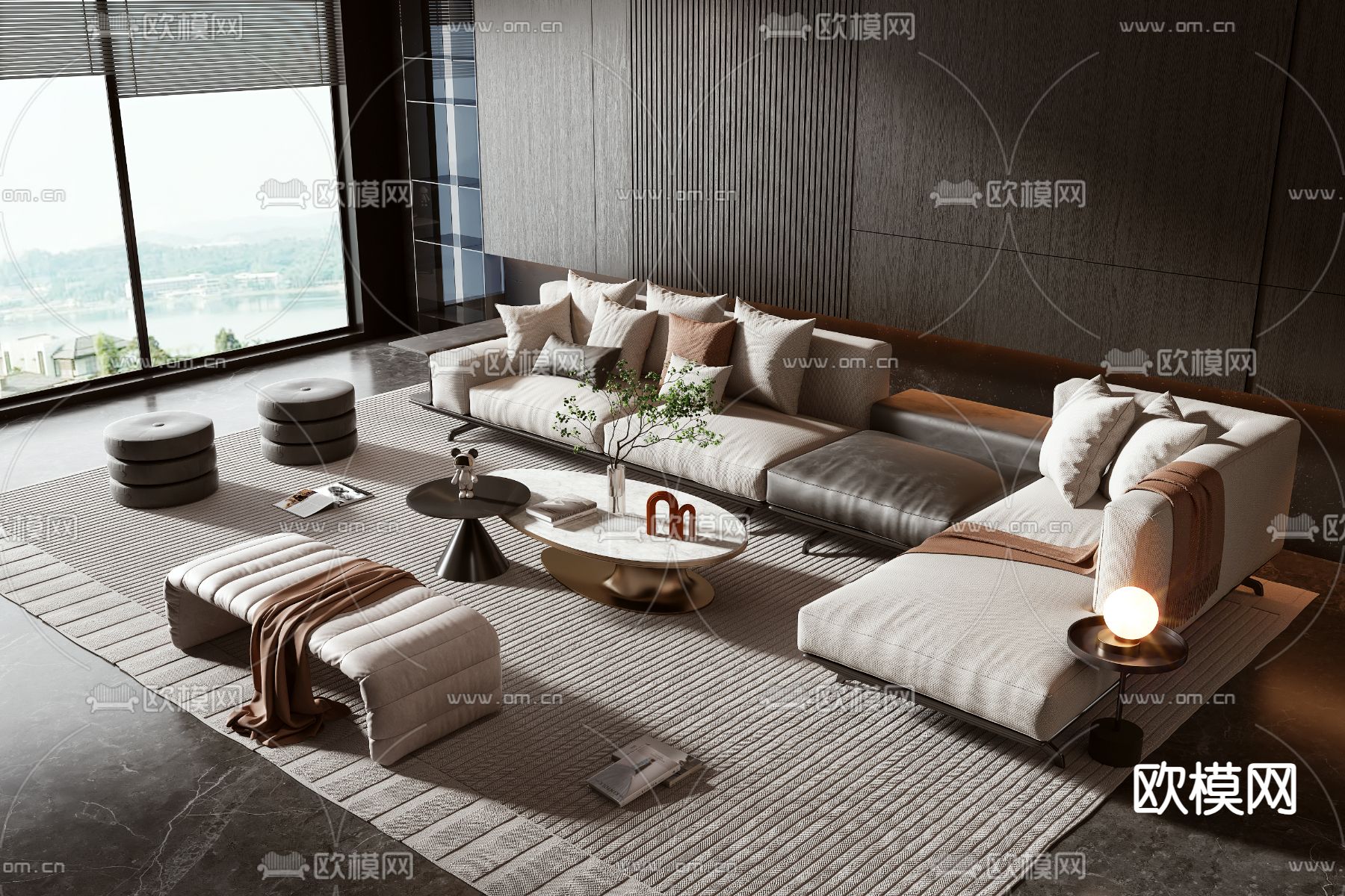 minotti 现代组合沙发3d模型下载