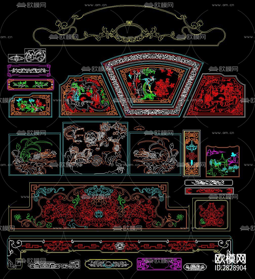中式雕花CAD图库下载（渲染图8）