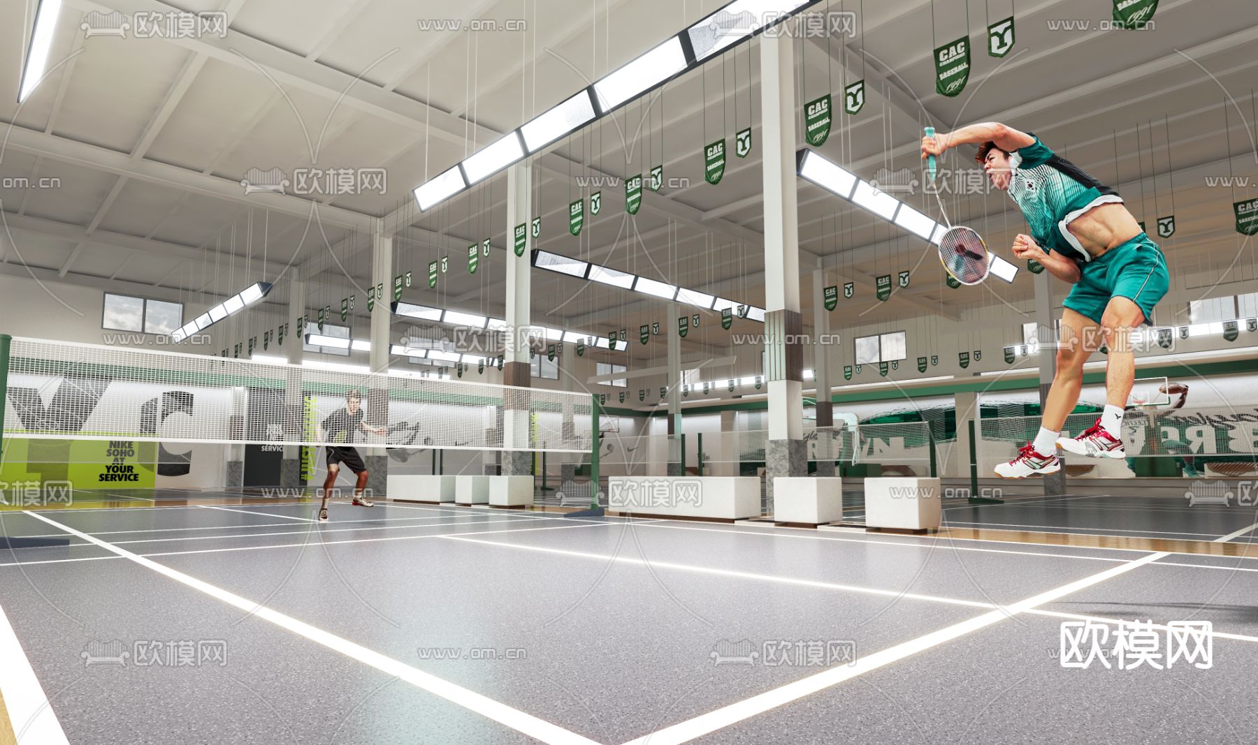 羽毛球馆 篮球馆 体育馆3d模型下载