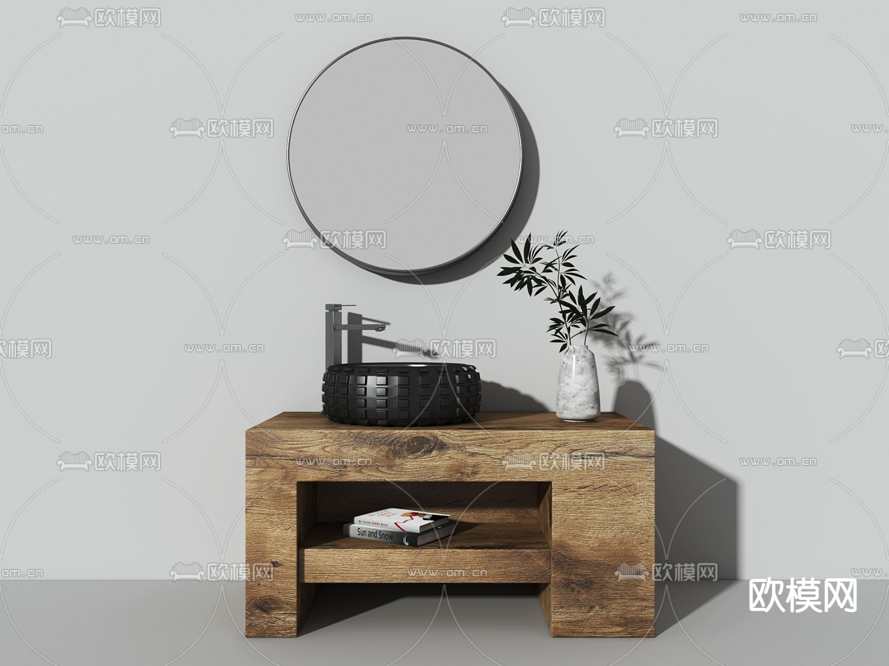 侘寂风洗手台su模型下载（渲染图1）