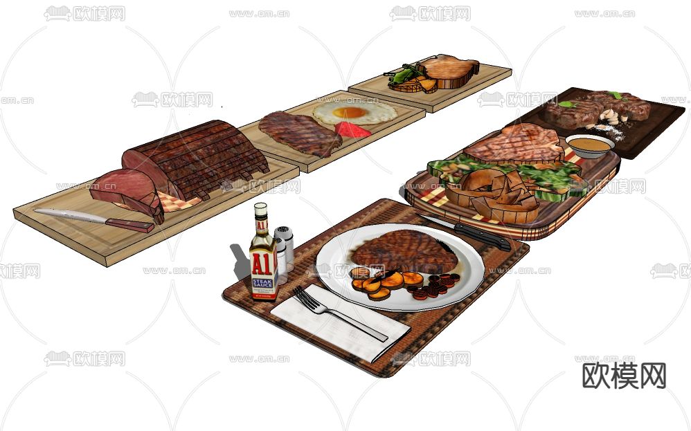牛排 西餐su模型下载（渲染图2）
