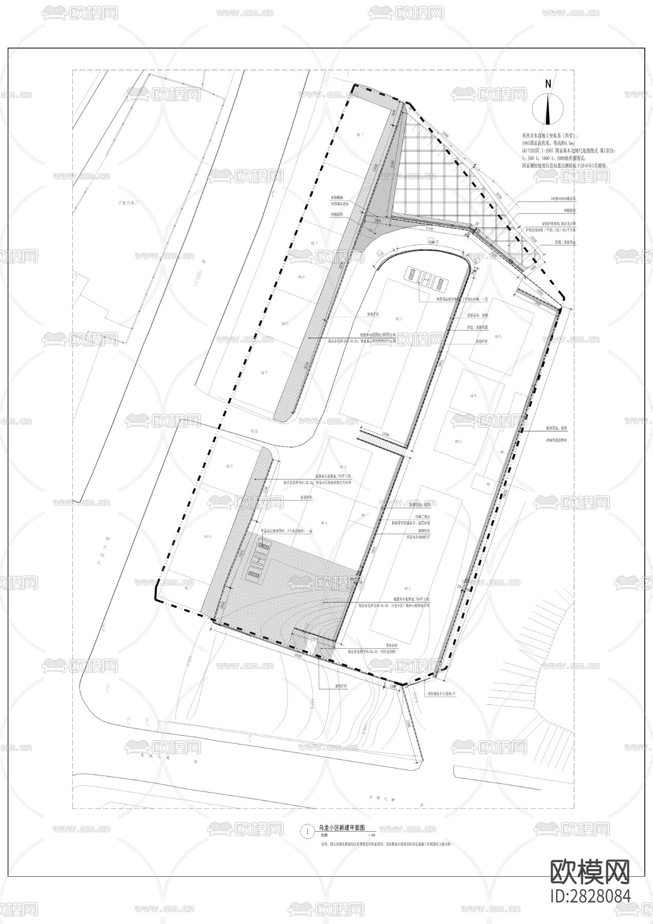 三合街道乌龙和四方塘小区cad施工图下载（渲染图6）