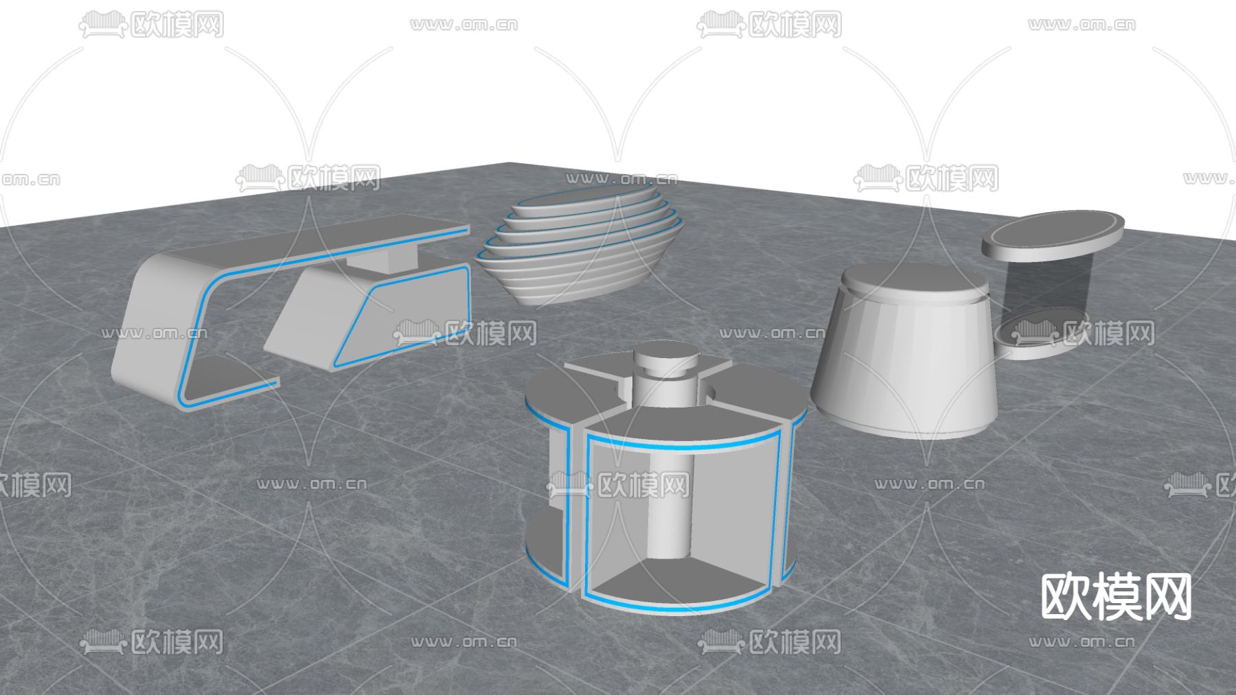 现代展台su模型下载（渲染图2）