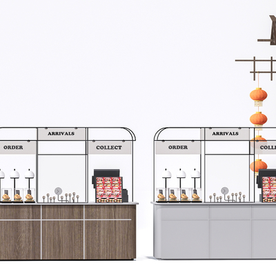  现代外摆摊位su模型 