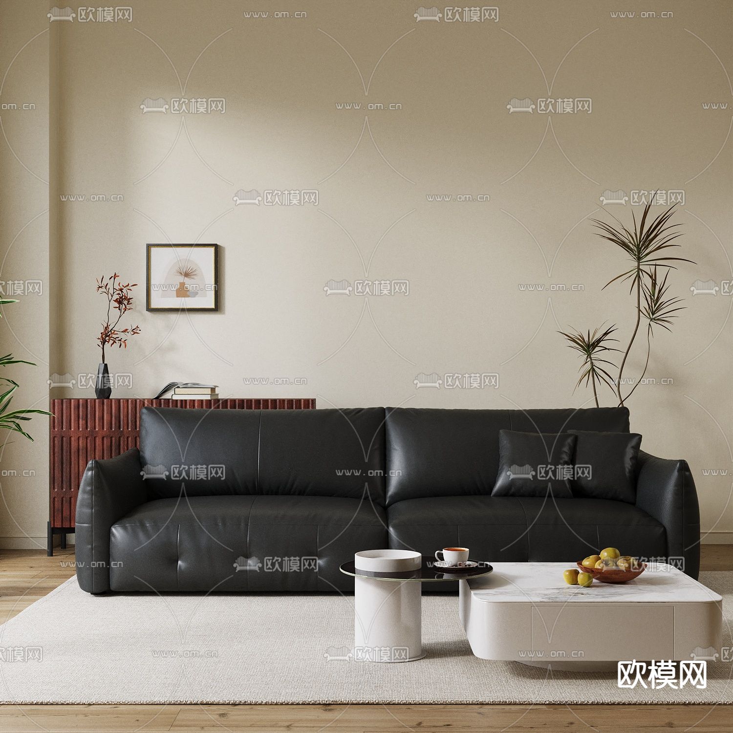 皮革沙发 双人沙发3d模型下载（渲染图2）