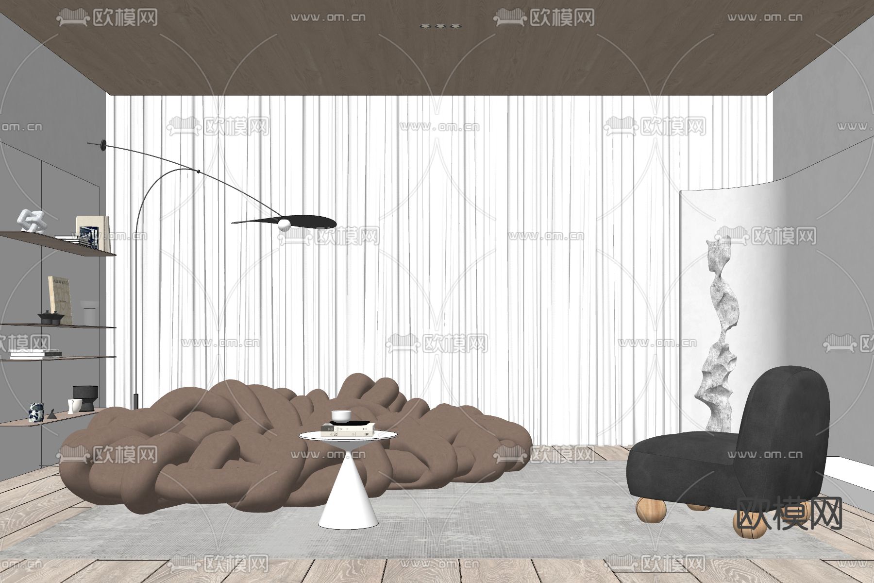 Edra BOA 组合沙发su模型下载（渲染图2）