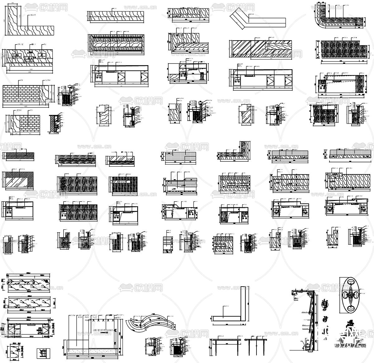 接待台收银台吧台CAD图库下载（渲染图6）