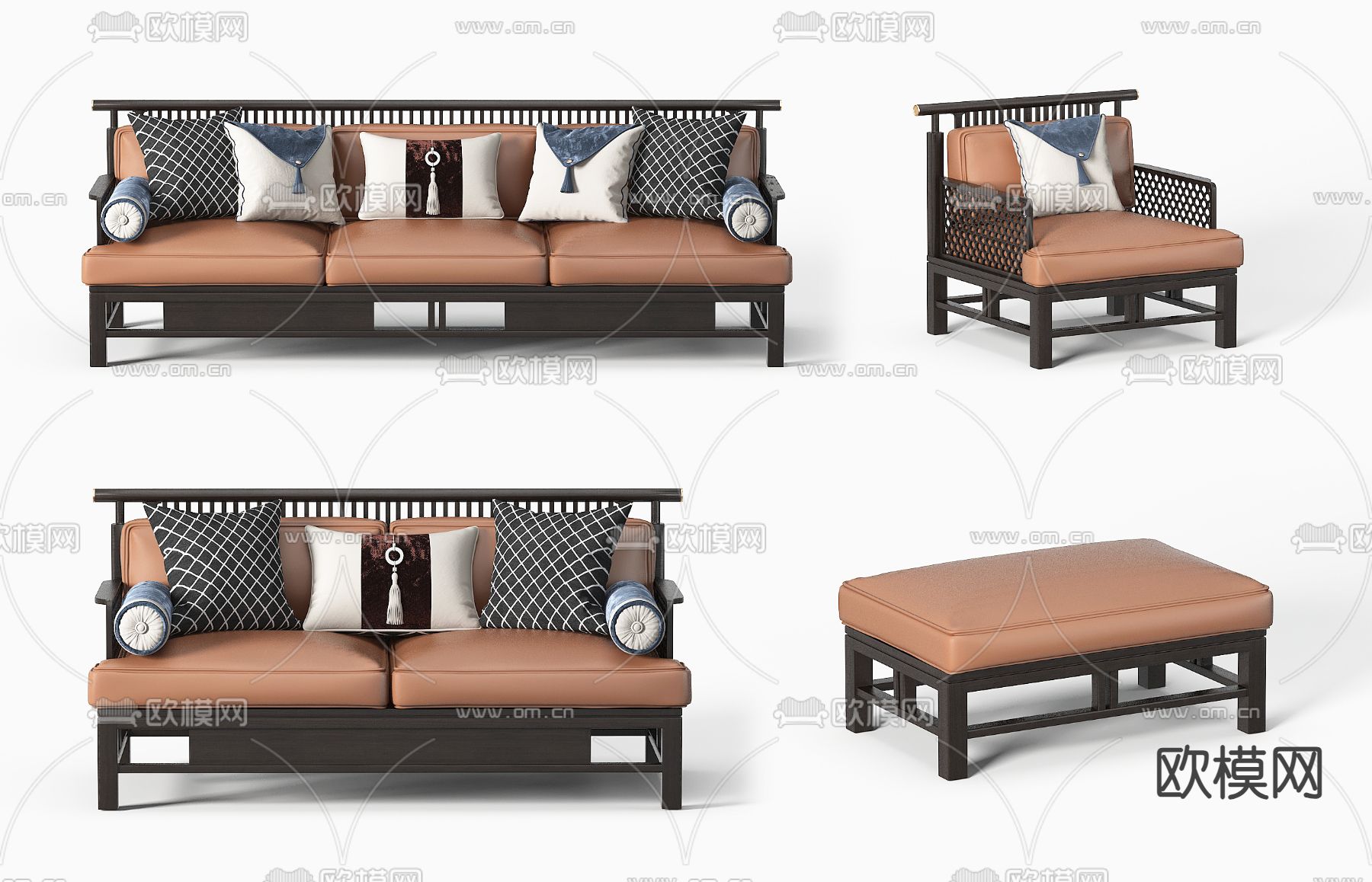 新中式沙发3d模型下载