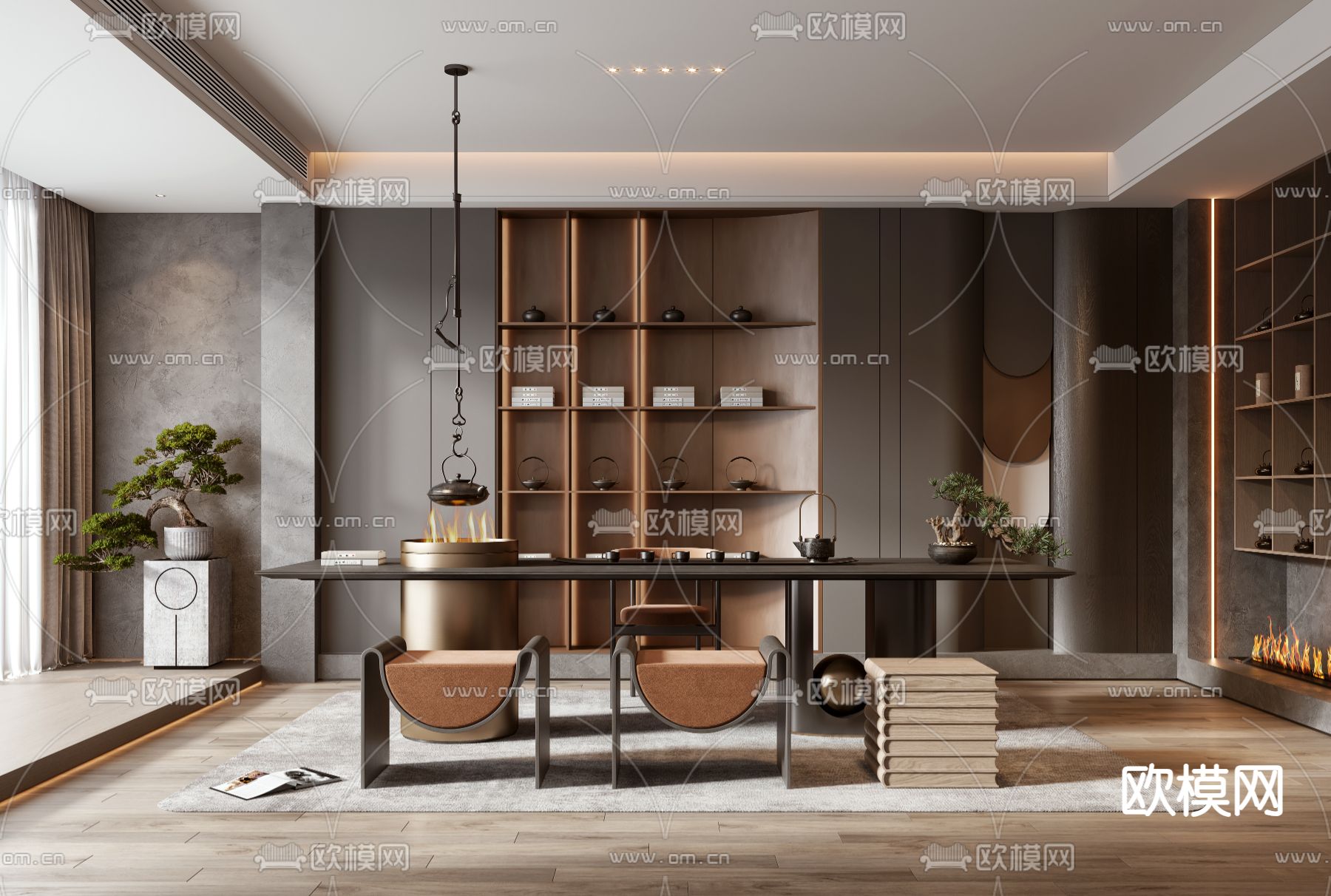 新中式茶室3d模型下载