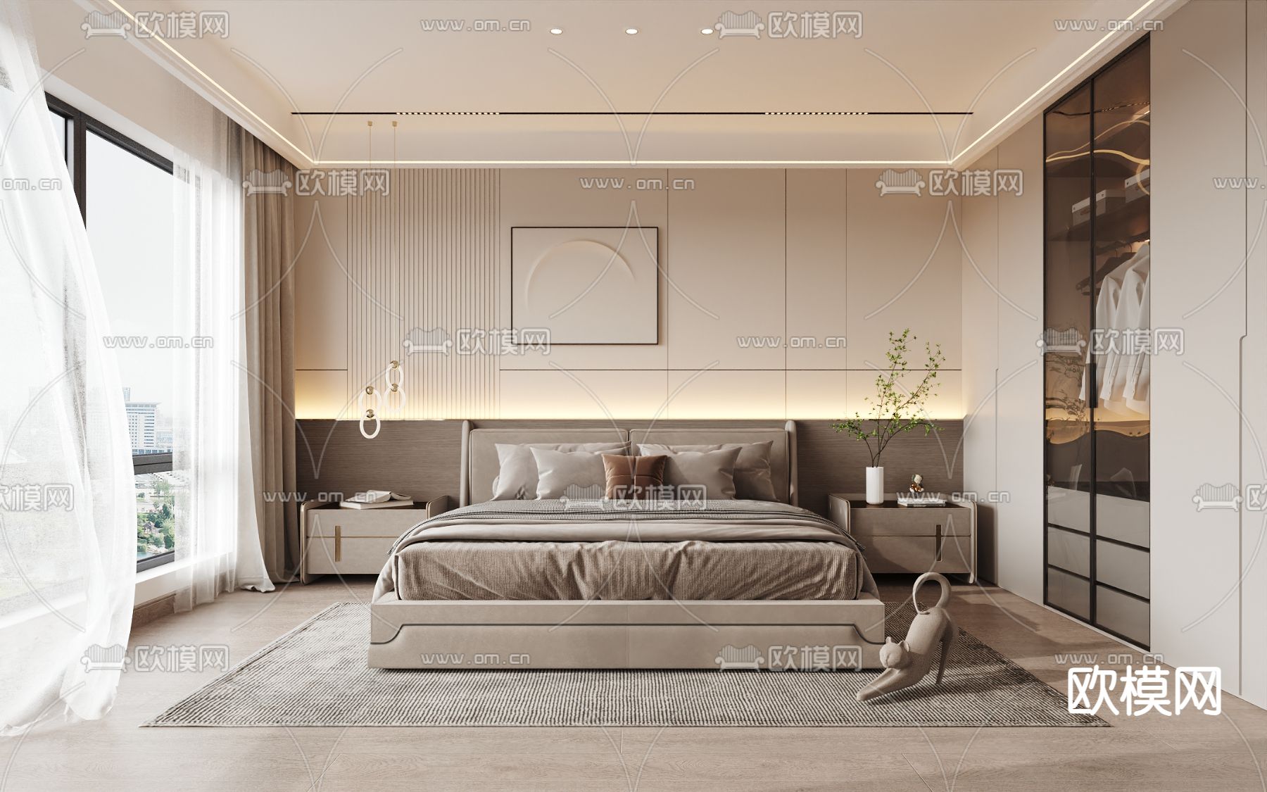 现代卧室 主卧3d模型下载
