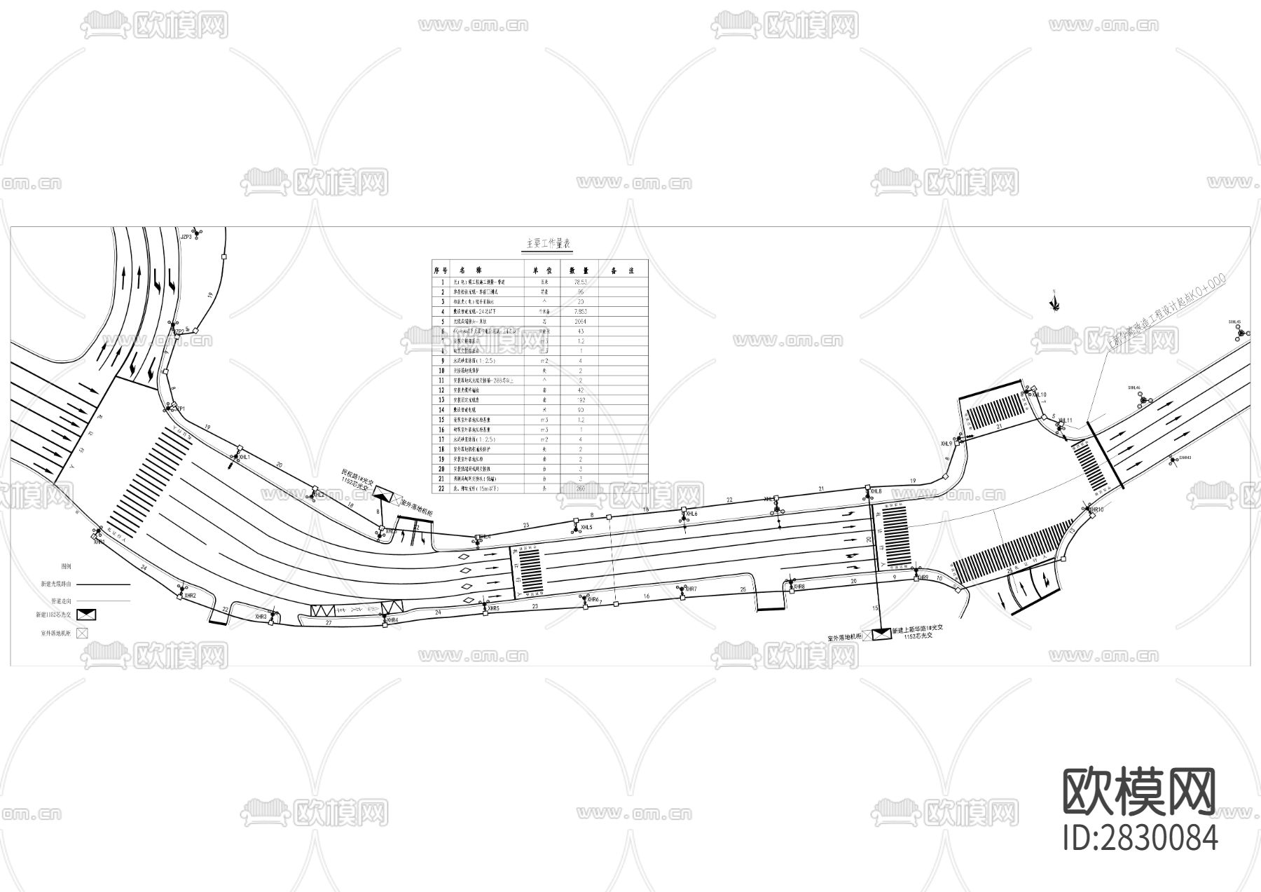 民权路沿线品质提升多杆cad工程图下载（渲染图2）