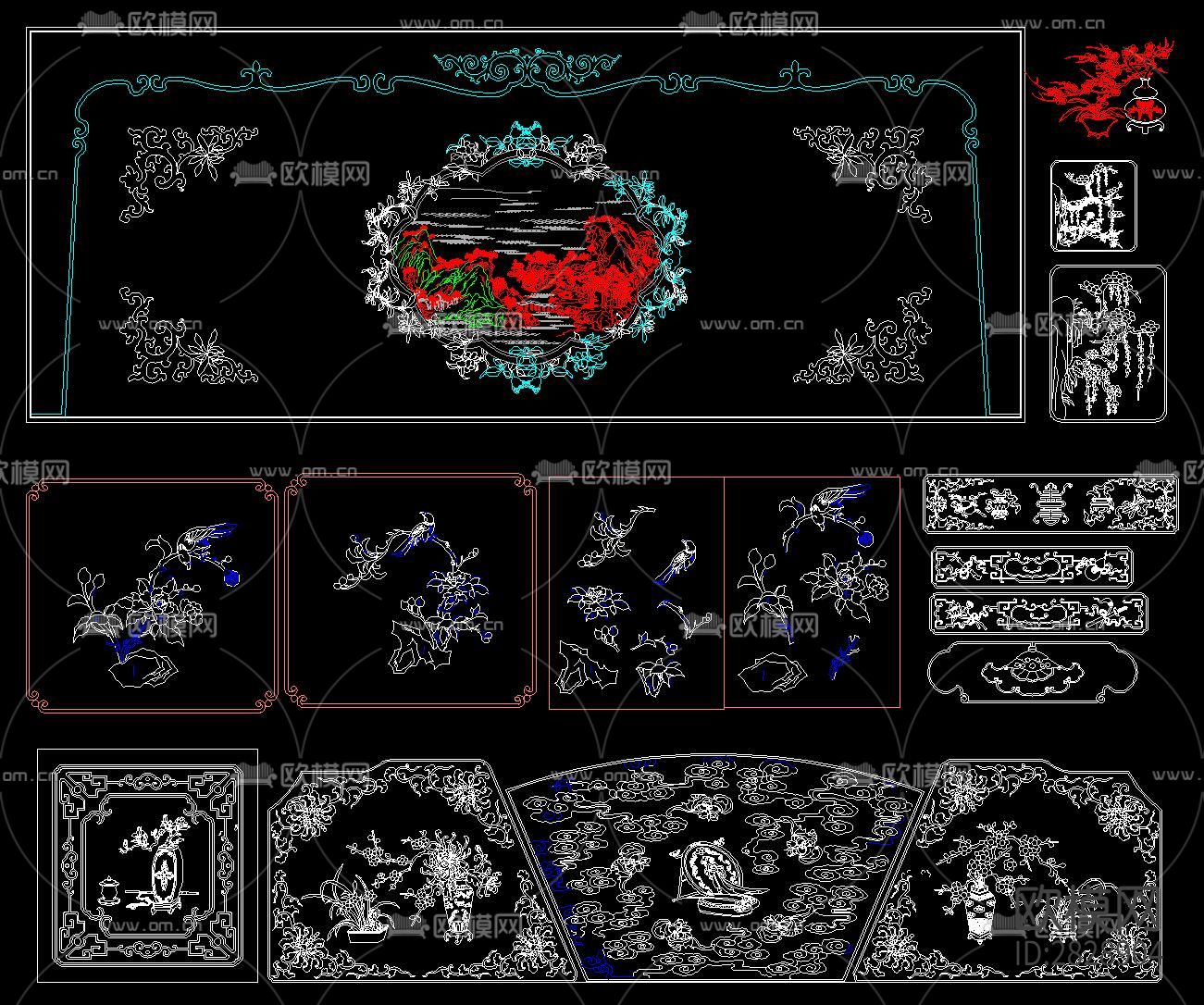 中式雕花CAD图库下载（渲染图6）