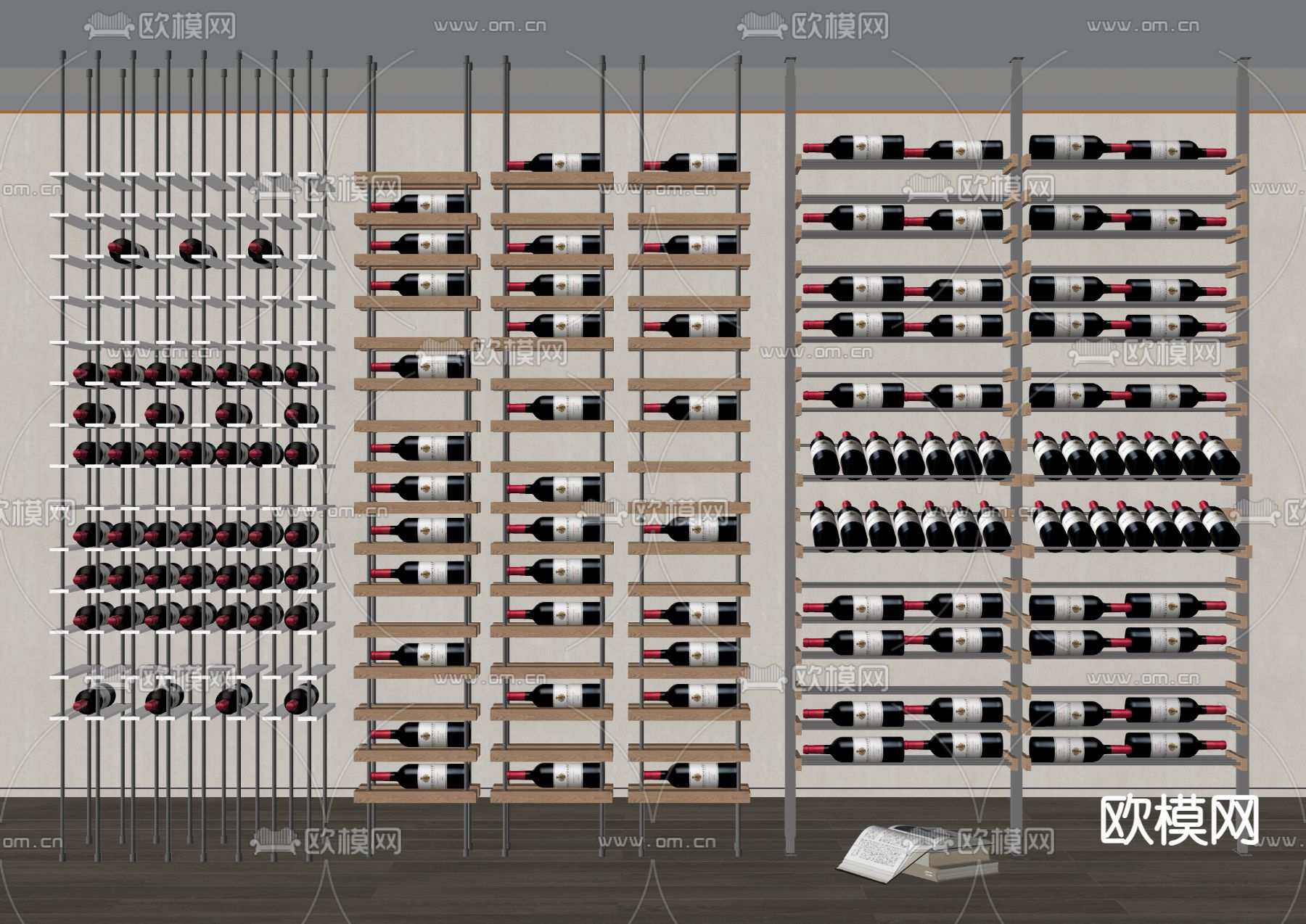 现代酒架 酒具su模型下载（渲染图2）