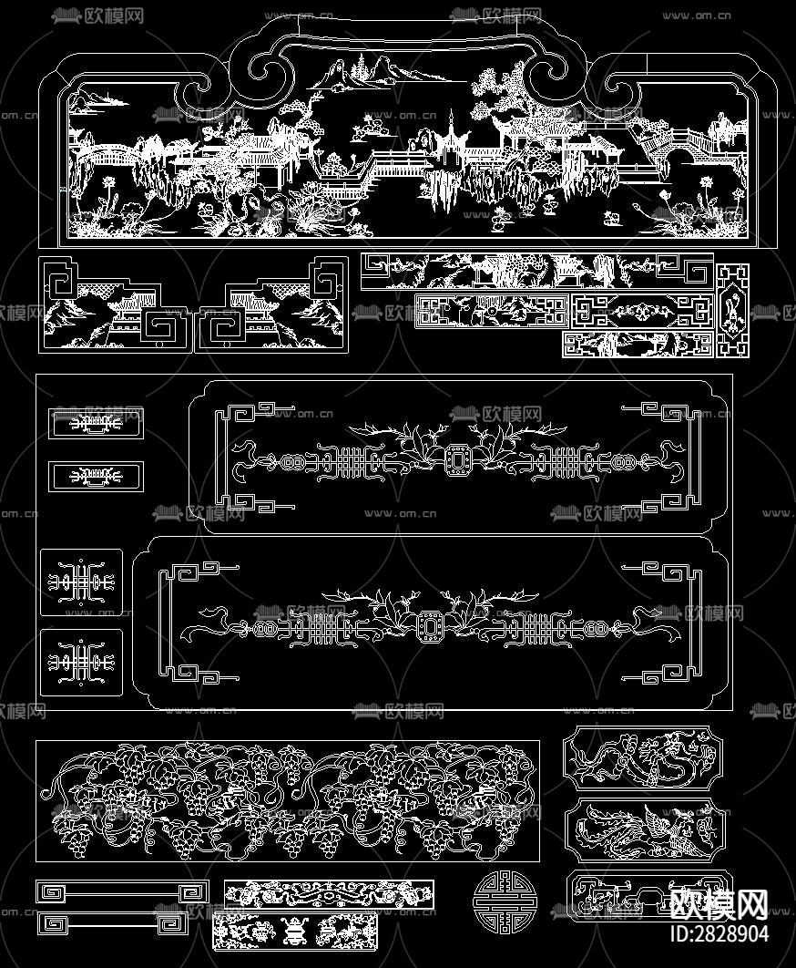 中式雕花CAD图库下载（渲染图2）