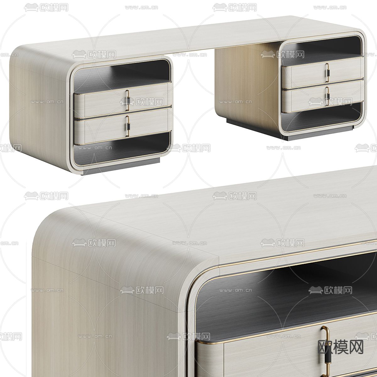 现代书桌 写字台3d模型下载（渲染图1）