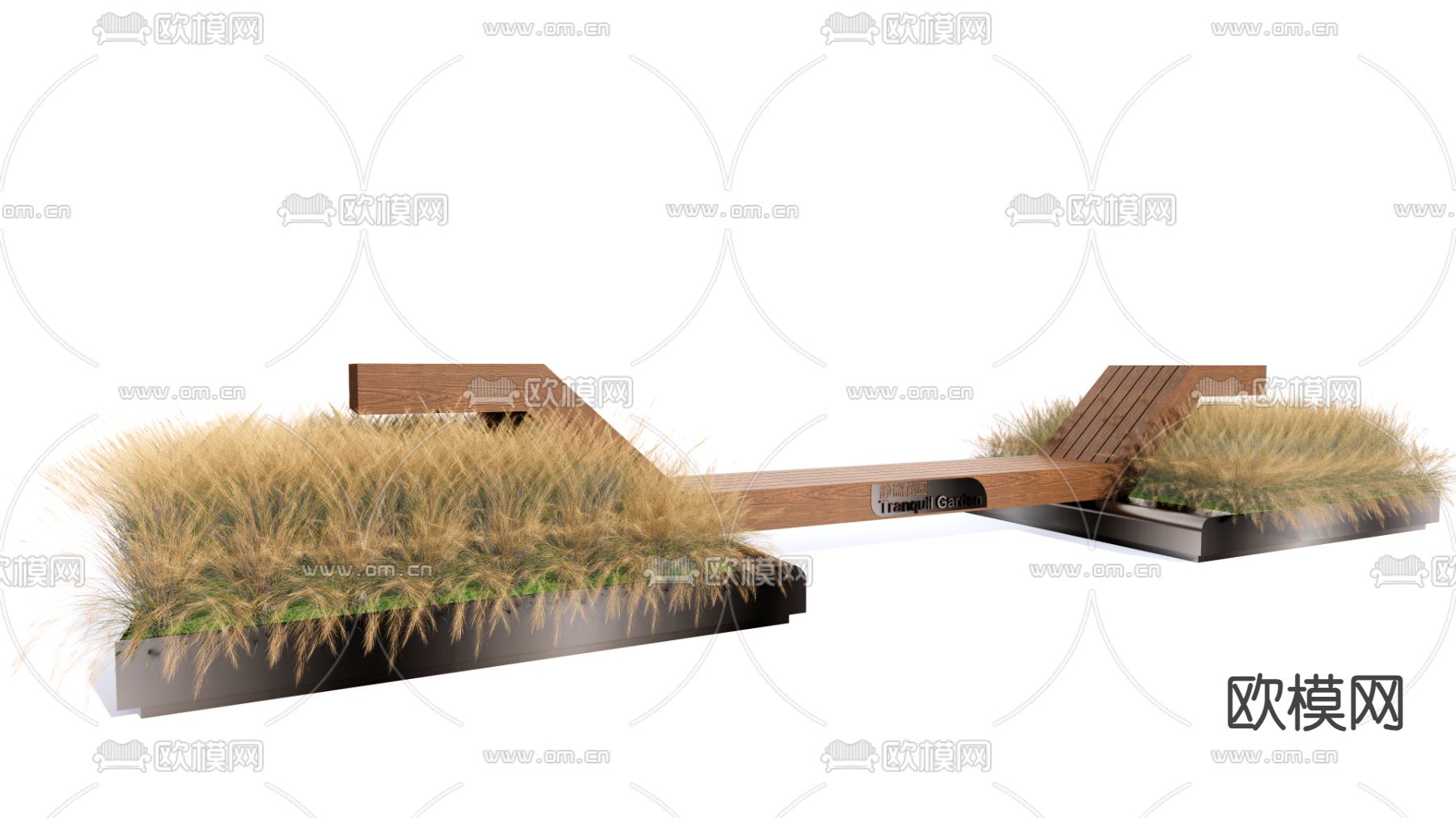 景观座椅 户外座椅 公园椅su模型下载（渲染图2）